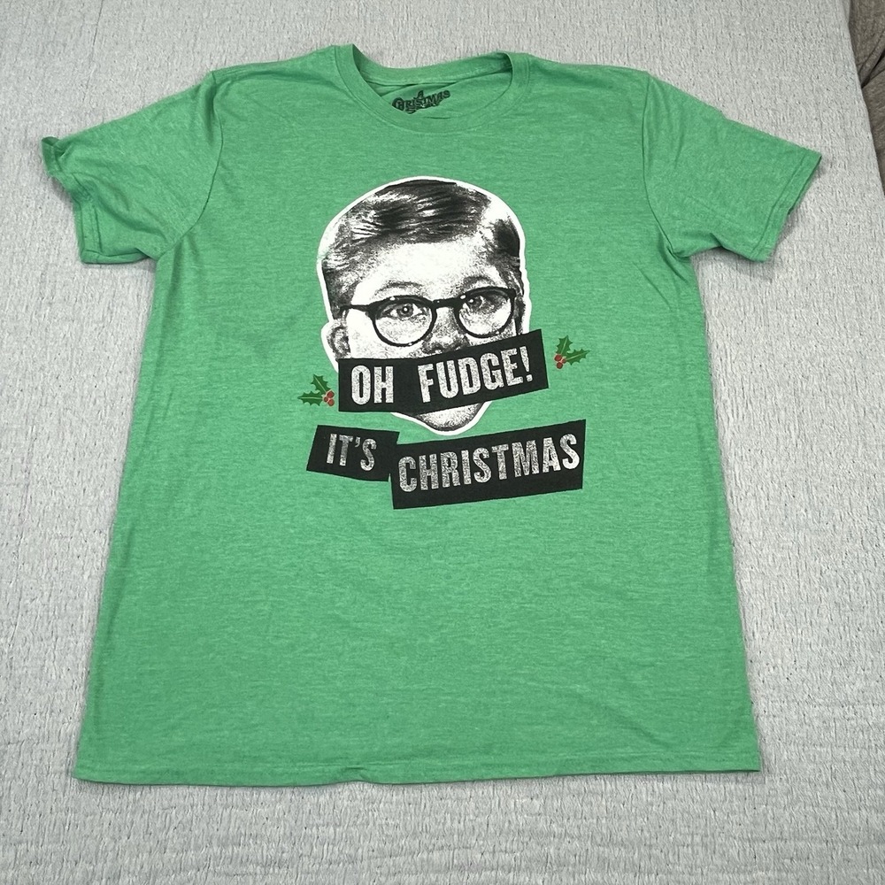 A Christmas Story‎ T-Shirt Green Holiday Ralphie Oh Fudge Short Sleeve Large